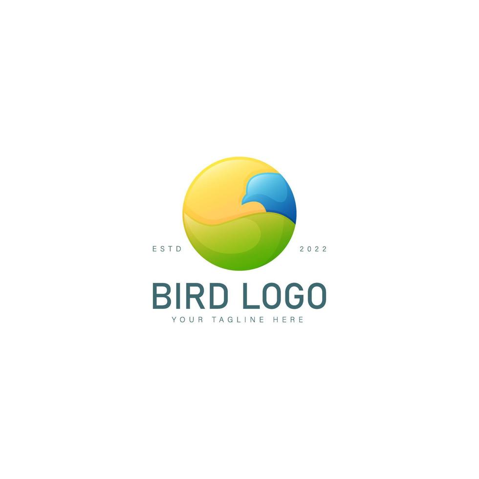 Bird with sun gradient logo design icon illustration vector