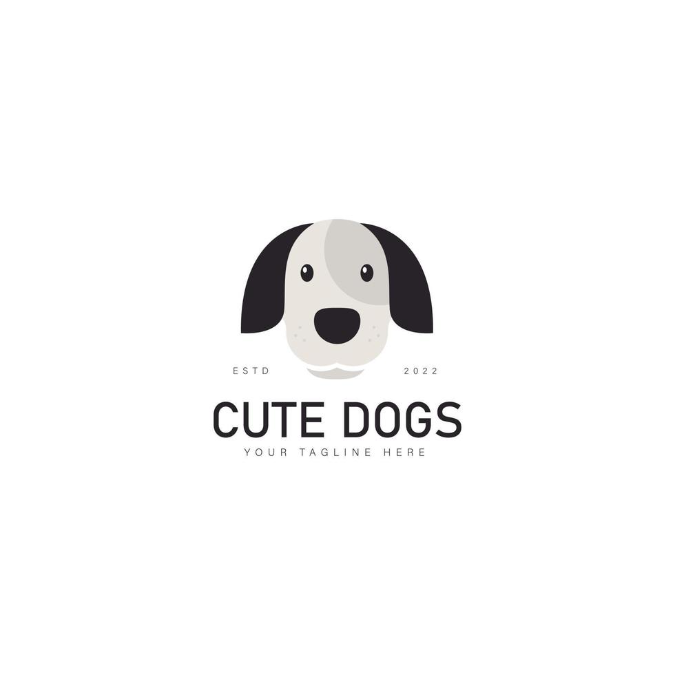 ilustración de icono de diseño de logotipo de cara de perro lindo vector