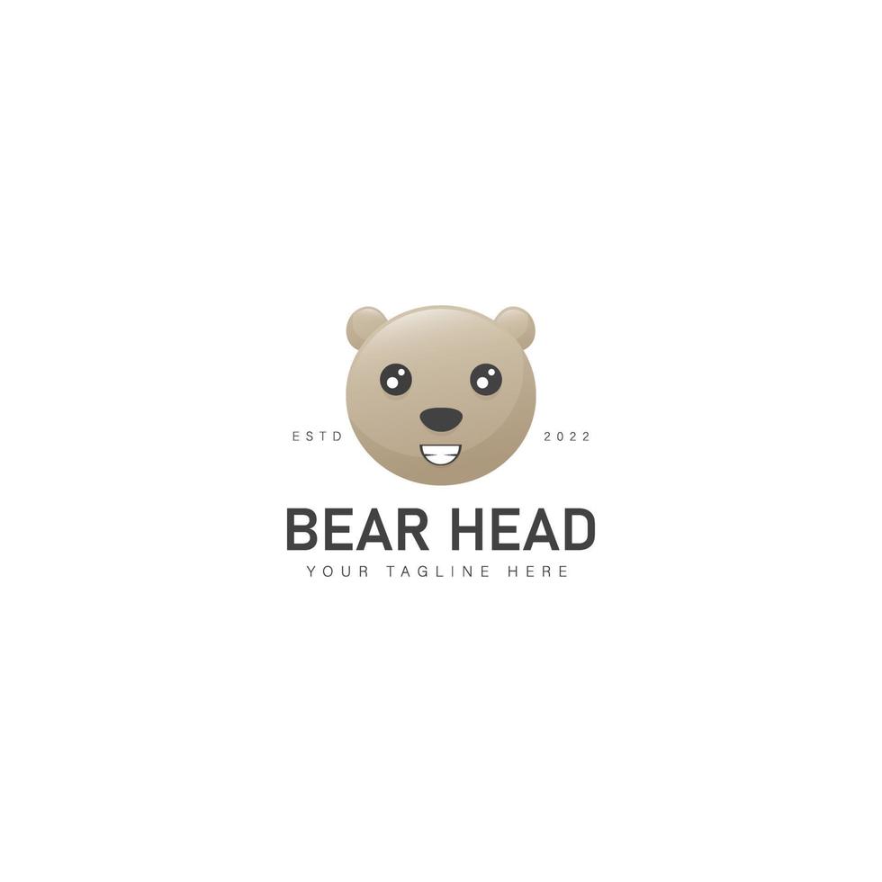 Bear head smile logo design icon illustration vector