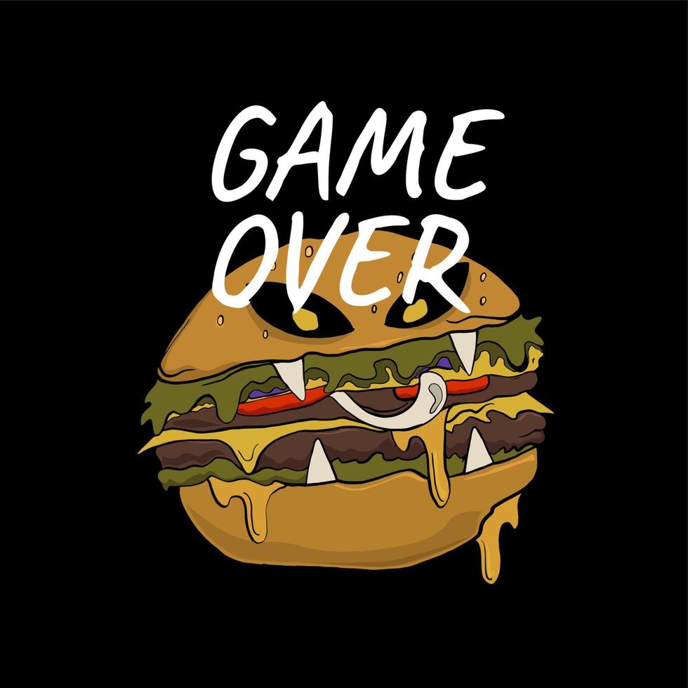 poster game over isolated dark background vector