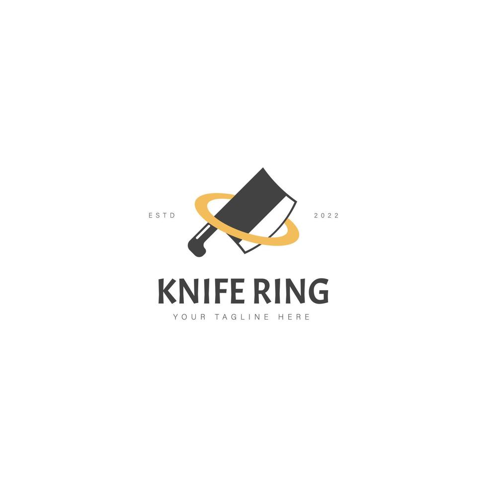 cuchillo con anillo planeta logotipo diseño icono ilustración vector