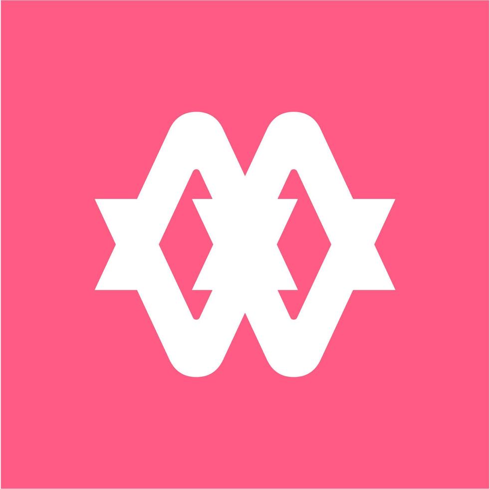 wm, ww, mw, mm iniciales logotipo de empresa de arte de línea geométrica con forma de regalo de cinta vector