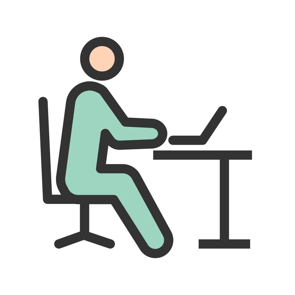 Working in Office Filled Line Icon vector