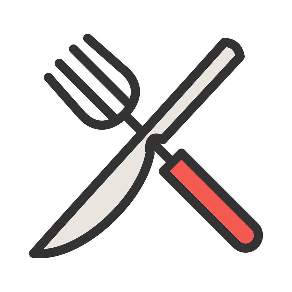 icono de línea llena de tenedor y cuchillo vector