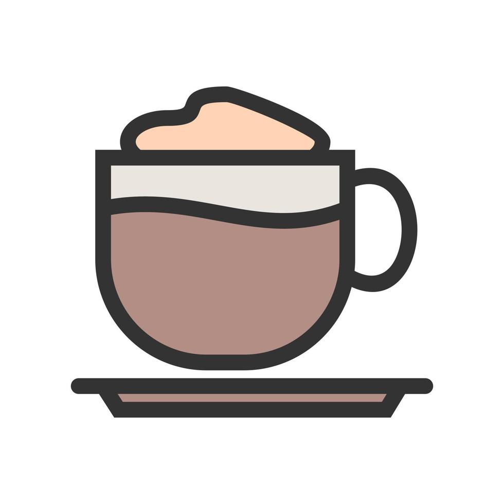 icono de línea llena de café con leche vector