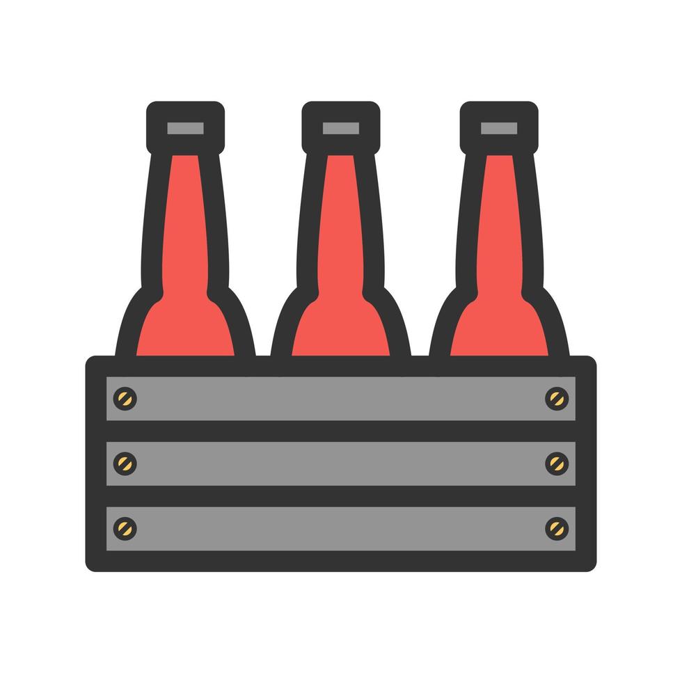 icono de línea llena de botellas de cerveza vector