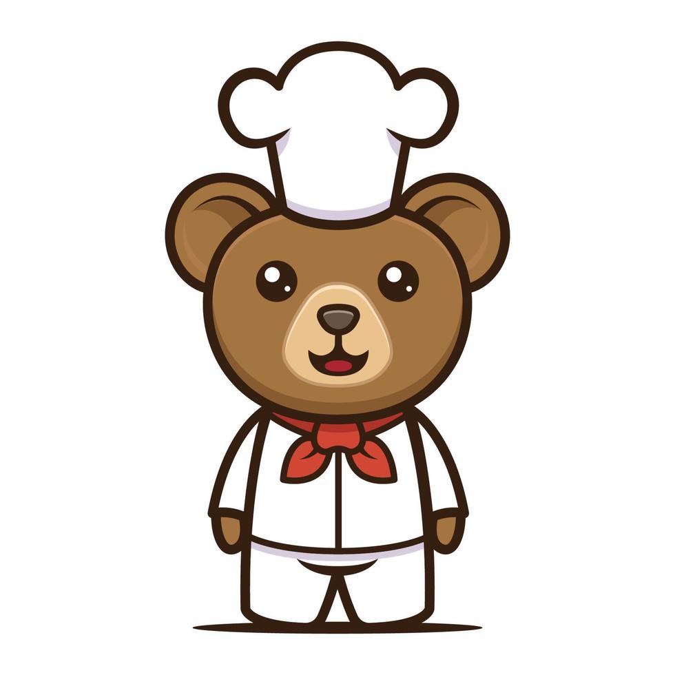 Cooking cute bear mascot design vector