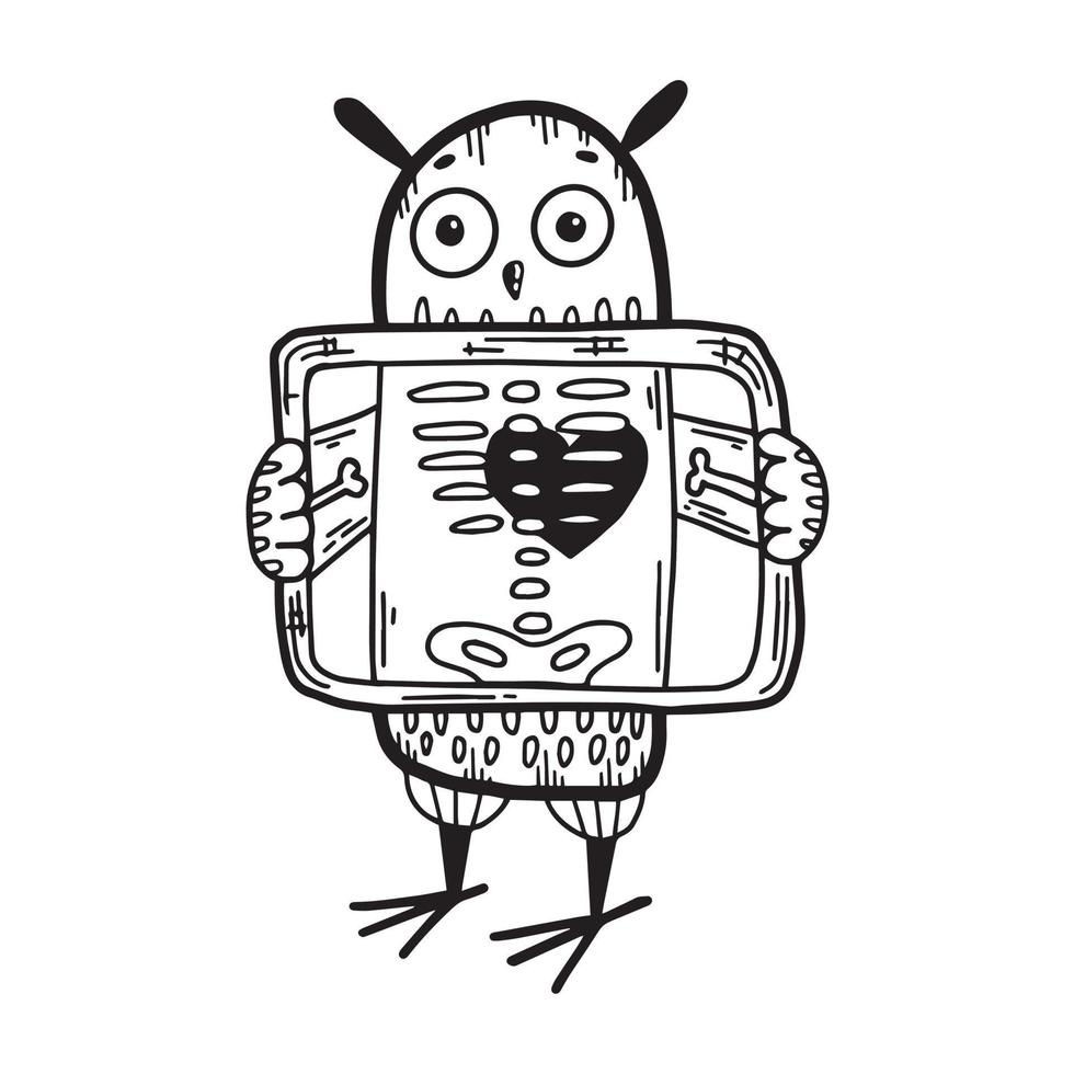 Happy Doctor's Day. Owl in the form of a doctor radiologist. High quality illustration. vector