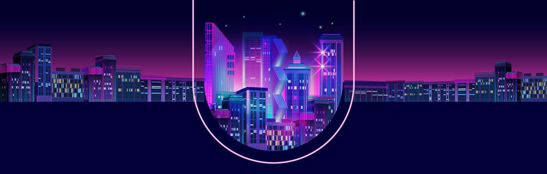 Fragment of a night panorama of a modern city. Vector. vector