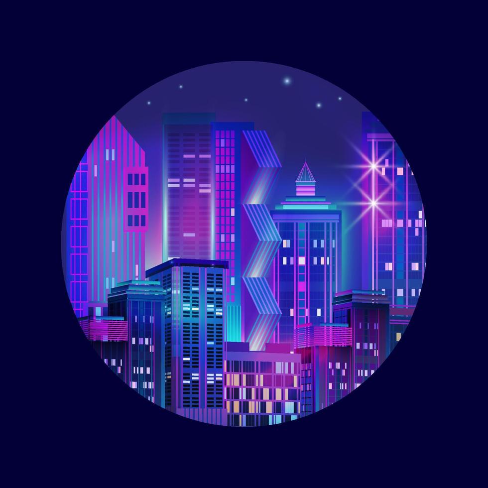 Fragment of a night panorama of a modern city. Vector. 8629324 Vector ...