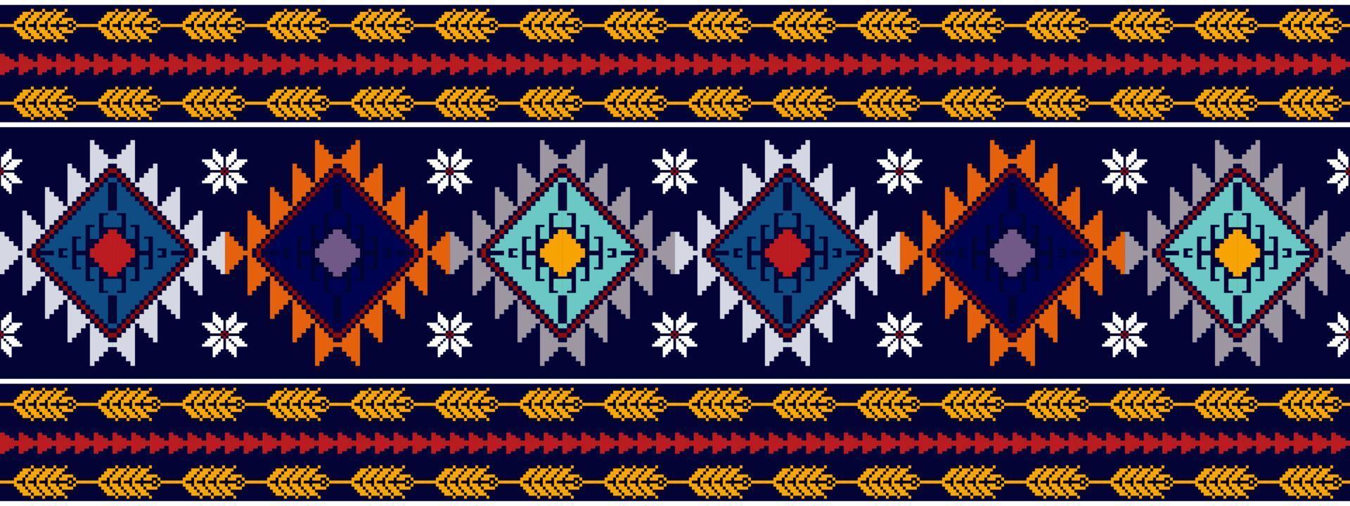 Ikat ethnic seamless pattern design. Aztec fabric carpet mandala ornaments textile decorations wallpaper. Tribal boho native ethnic turkey traditional embroidery vector background