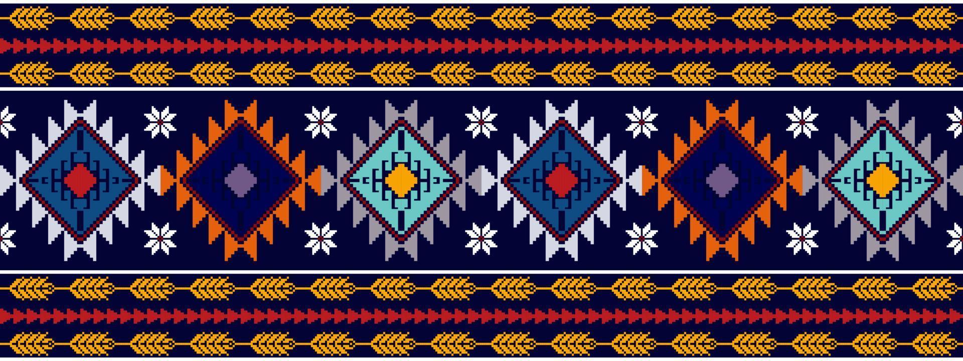 diseño de patrones sin fisuras étnicos ikat. alfombra de tela azteca adornos de mandala decoraciones textiles papel tapiz. fondo de vector de bordado tradicional de pavo étnico nativo boho tribal