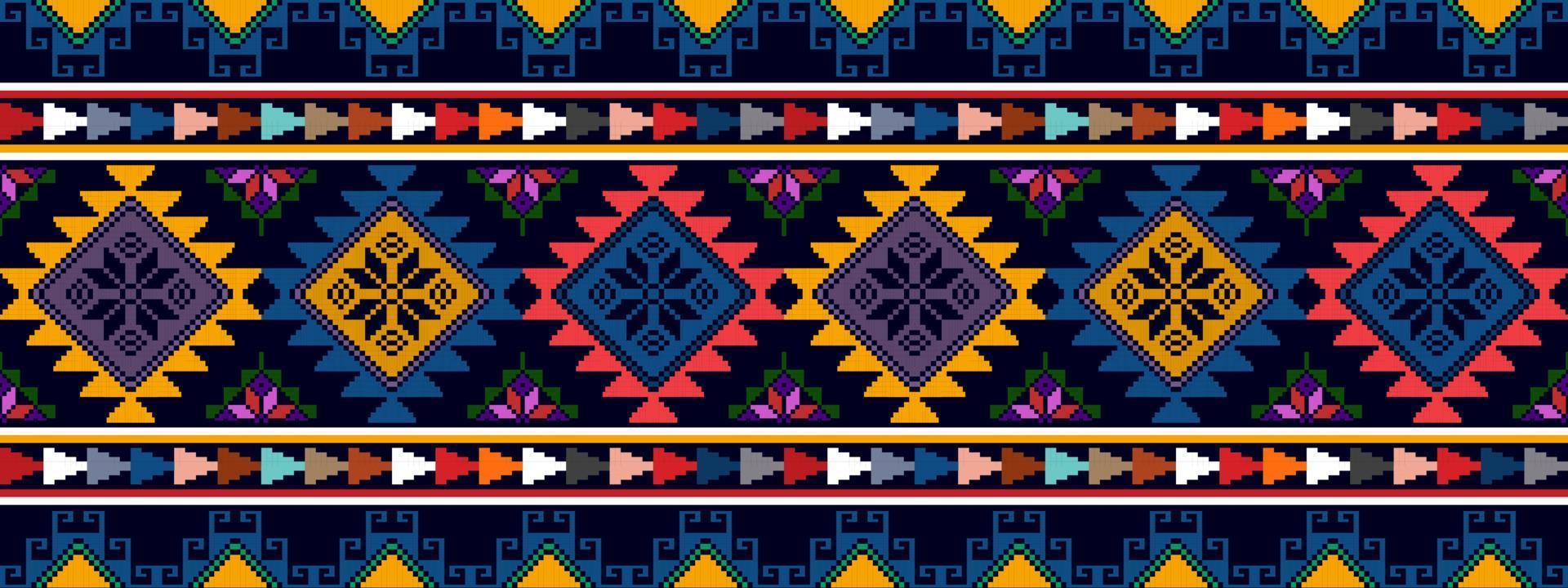 diseño de patrones sin fisuras étnicos ikat. alfombra de tela azteca adornos de mandala decoraciones textiles papel tapiz. fondo de vector de bordado tradicional de pavo étnico nativo boho tribal