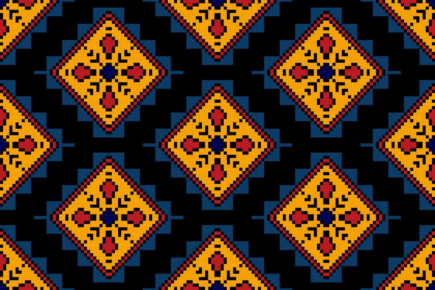 diseño de patrones sin fisuras étnicos ikat. alfombra de tela azteca adornos de mandala decoraciones textiles papel tapiz. fondo de vector de bordado tradicional de pavo étnico nativo boho tribal