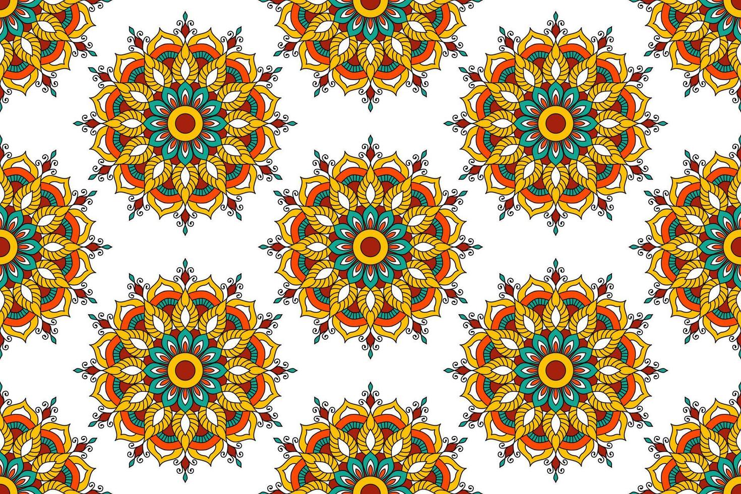 Mandala abstract geometric ethnic seamless pattern design. Aztec fabric carpet mandala Textile decorations wallpaper. Tribal boho native mandala turkey traditional embroidery vector background.