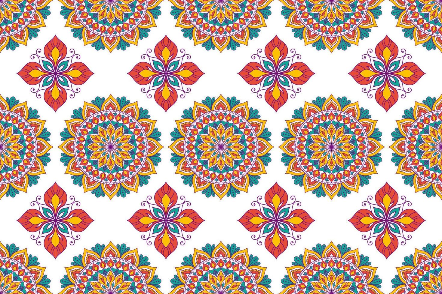 Mandala abstract geometric ethnic seamless pattern design. Aztec fabric carpet mandala Textile decorations wallpaper. Tribal boho native mandala turkey traditional embroidery vector background.