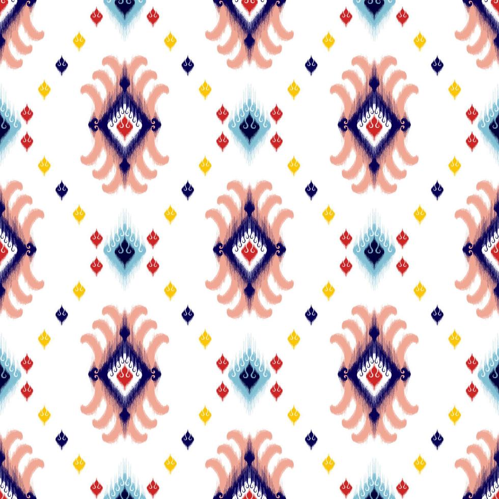 Ikat ethnic seamless pattern design. Aztec fabric carpet mandala ornaments textile decorations wallpaper. Tribal boho native ethnic turkey traditional embroidery vector background