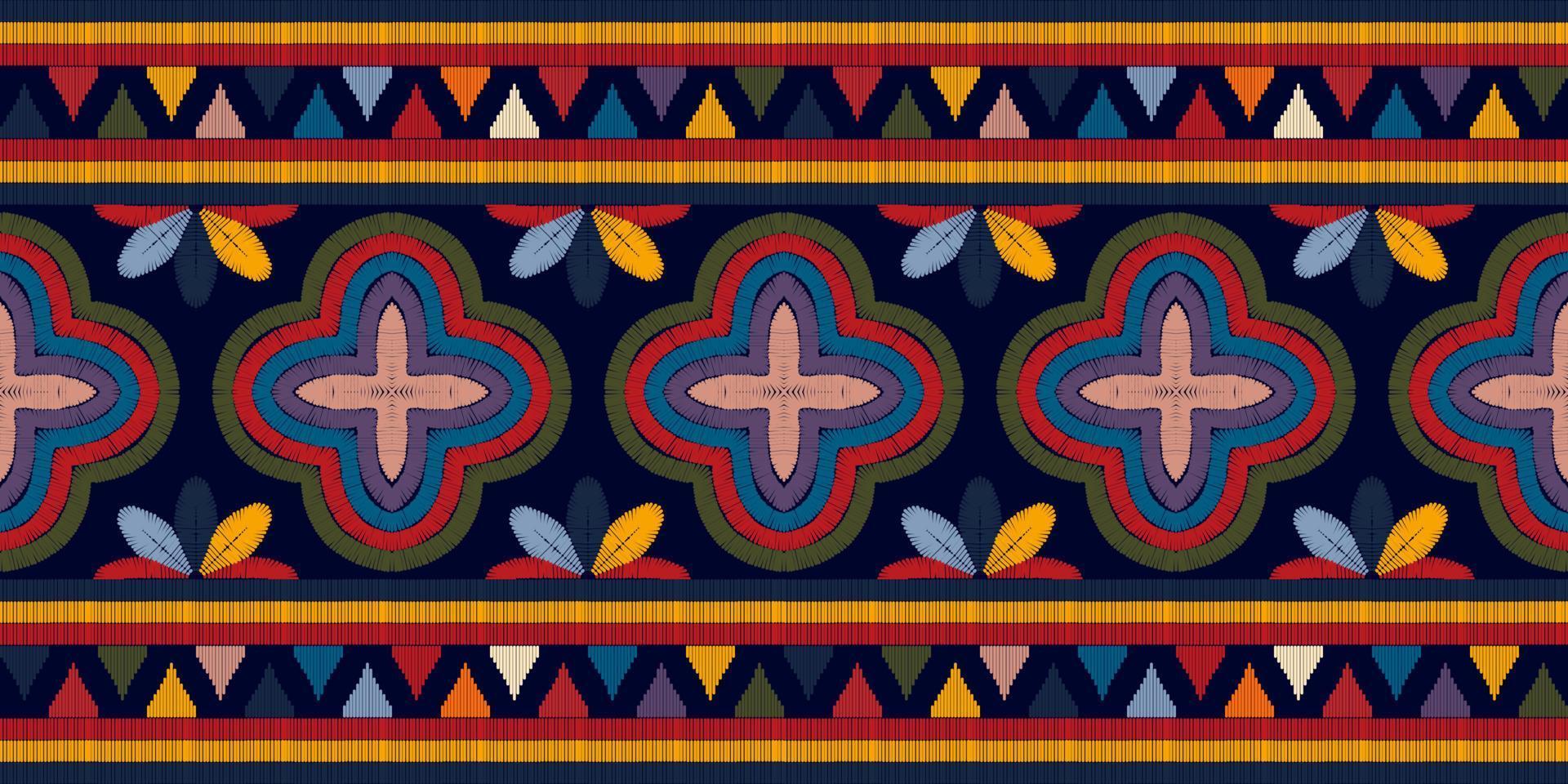 diseño de patrones sin fisuras étnicos con motivos geométricos abstractos. alfombra de tela azteca adornos de mandala decoraciones textiles papel tapiz. fondo de vector de bordado tradicional de pavo étnico nativo boho tribal