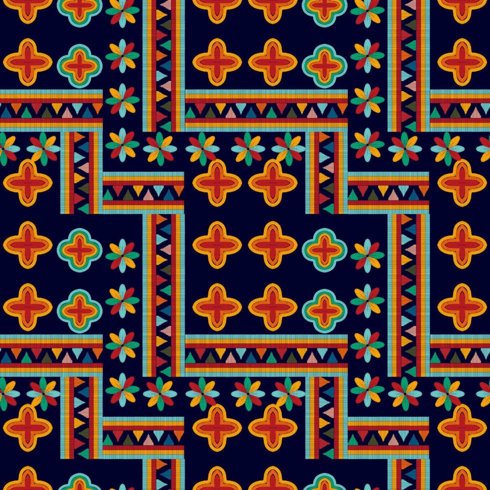 Abstract geometric motif ethnic seamless pattern design. Aztec fabric carpet mandala ornaments textile decorations wallpaper. Tribal boho native ethnic turkey traditional embroidery vector background