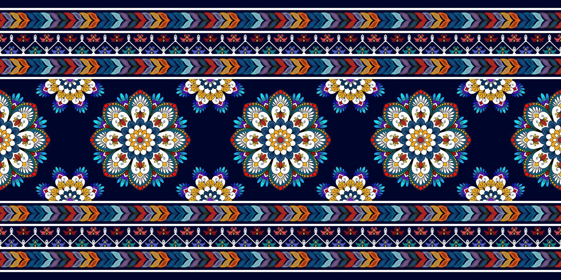 diseño de patrones sin fisuras étnicos con motivos geométricos abstractos. alfombra de tela azteca adornos de mandala decoraciones textiles papel tapiz. fondo de vector de bordado tradicional de pavo étnico nativo boho tribal