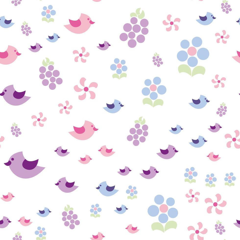 vector pattern with cute colorful birds
