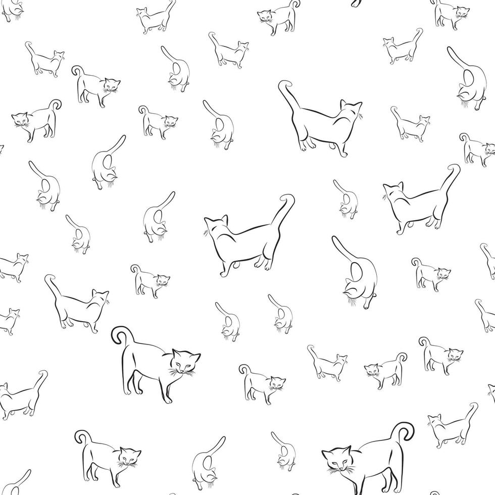 vector cat hand drawing pattern set