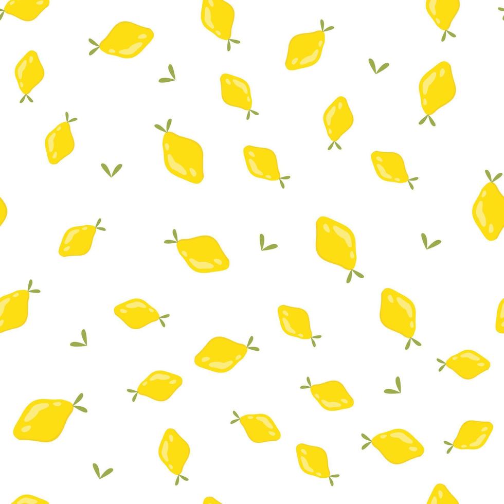 Set of vector seamless patterns with fruits, lemon with leaves. Trendy hand drawn textures. Modern abstract design for paper, cover, fabric, interior decor and more.