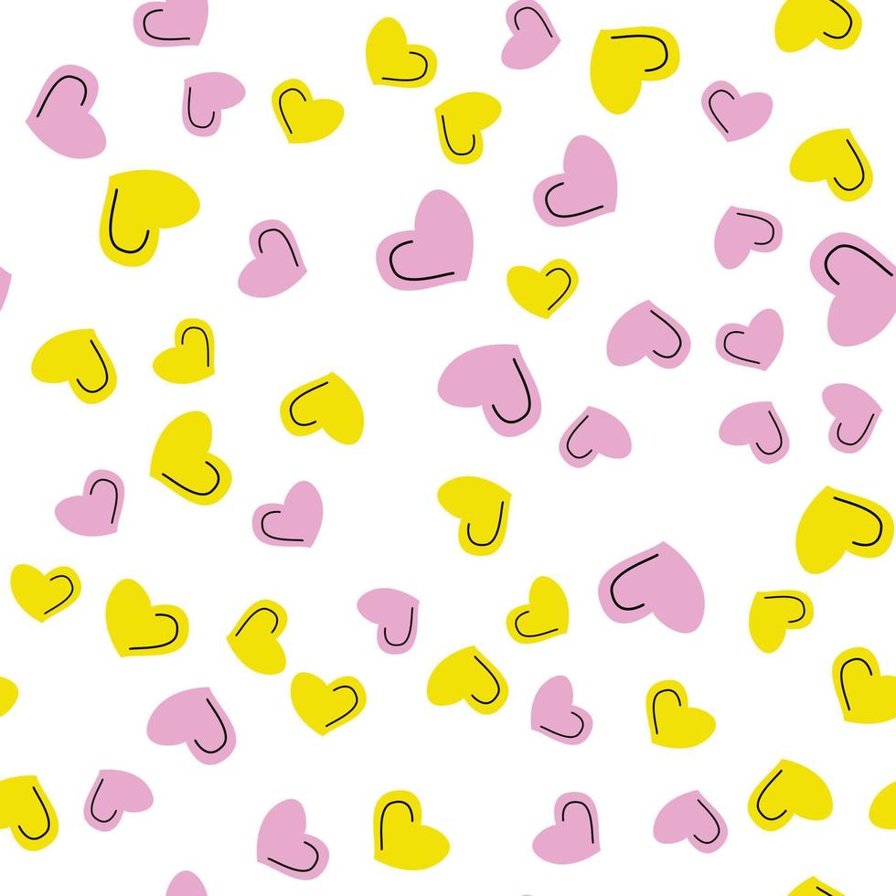 Vector pattern. Hearts hand-drawn repeating pattern. Cute illustration for banners, fabric trim, footer.