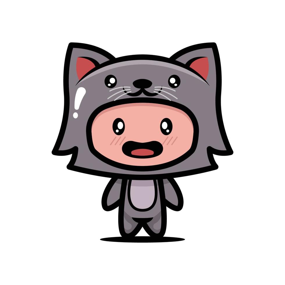 Cute kid with animal costume vector