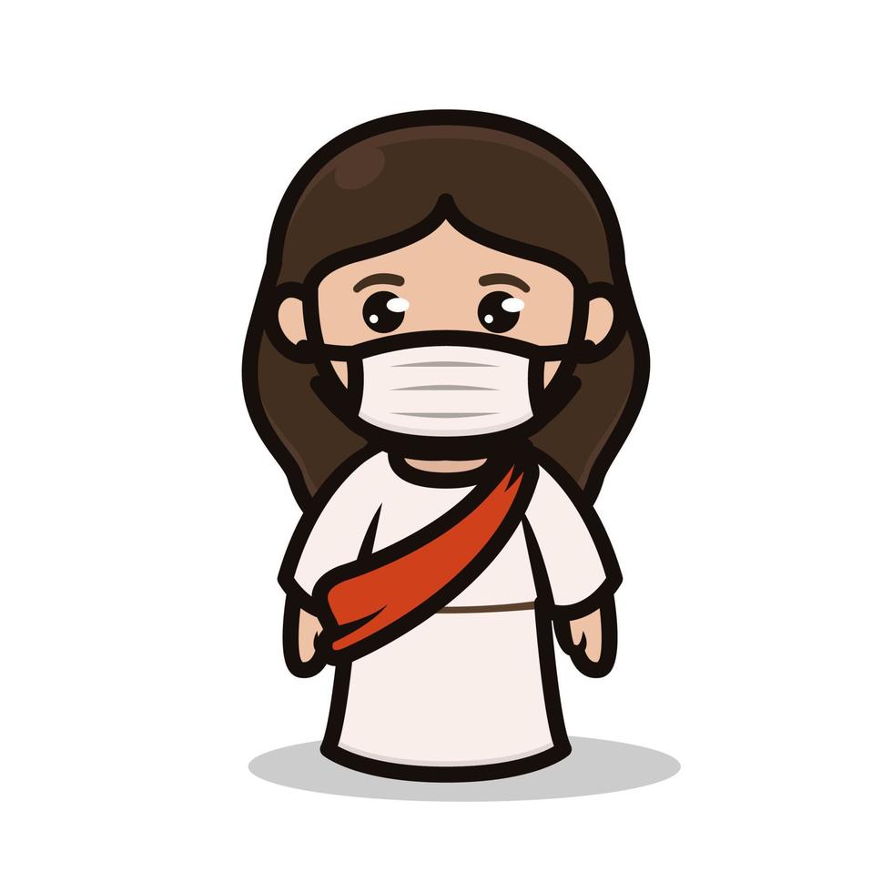 Cute jesus christian mascot vector