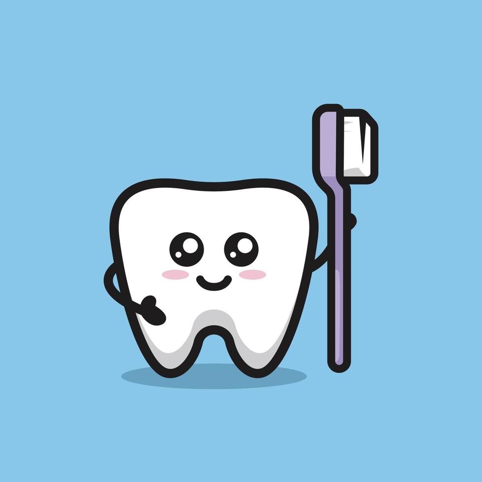 Cute tooth mascot design vector
