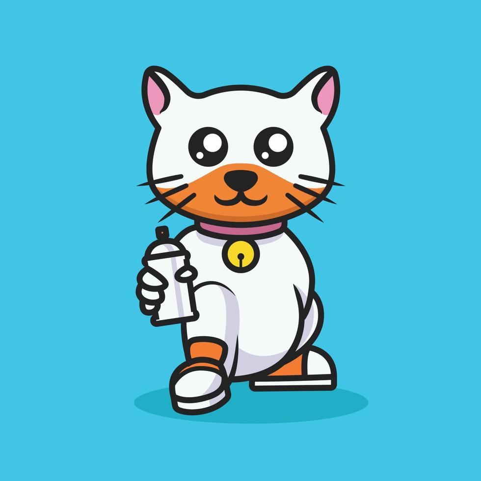 lindo gato estilo de cultura urbana vector