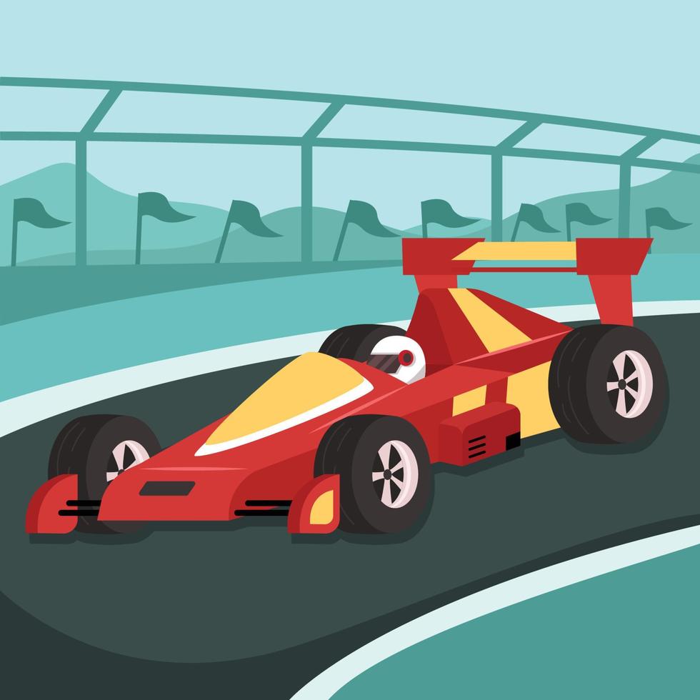 Racing Cars On Race Tracks vector