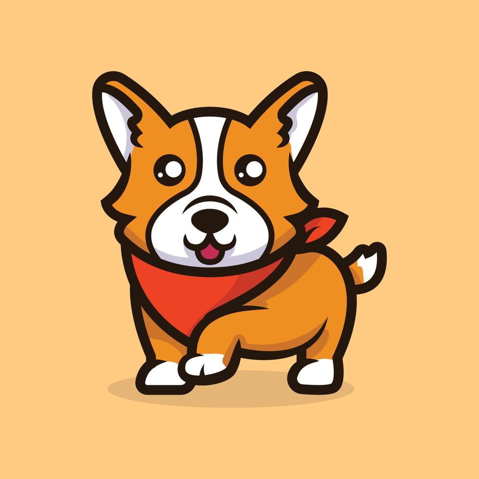 Cute corgi dog mascot illustration vector