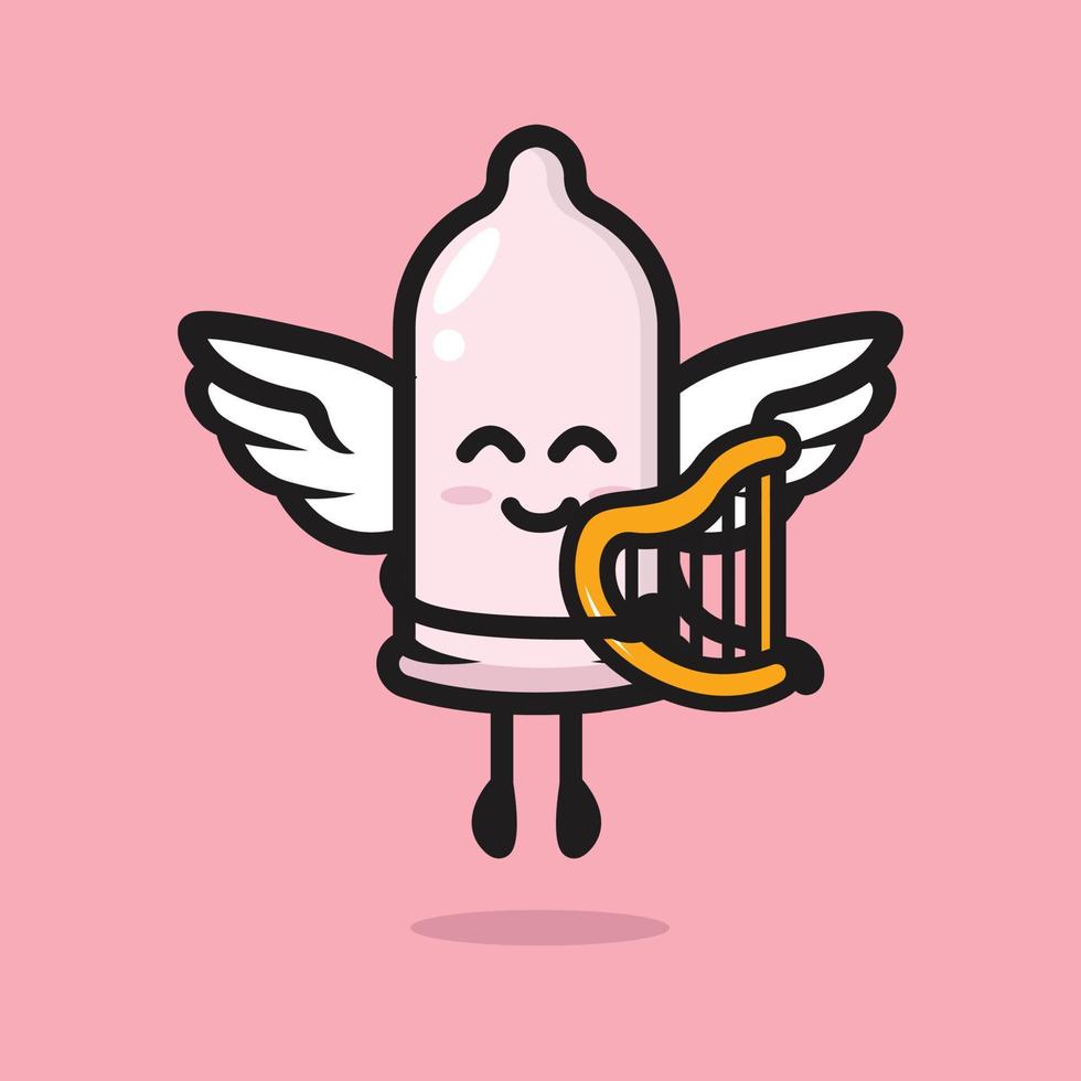 Cute condom mascot love and romance theme vector