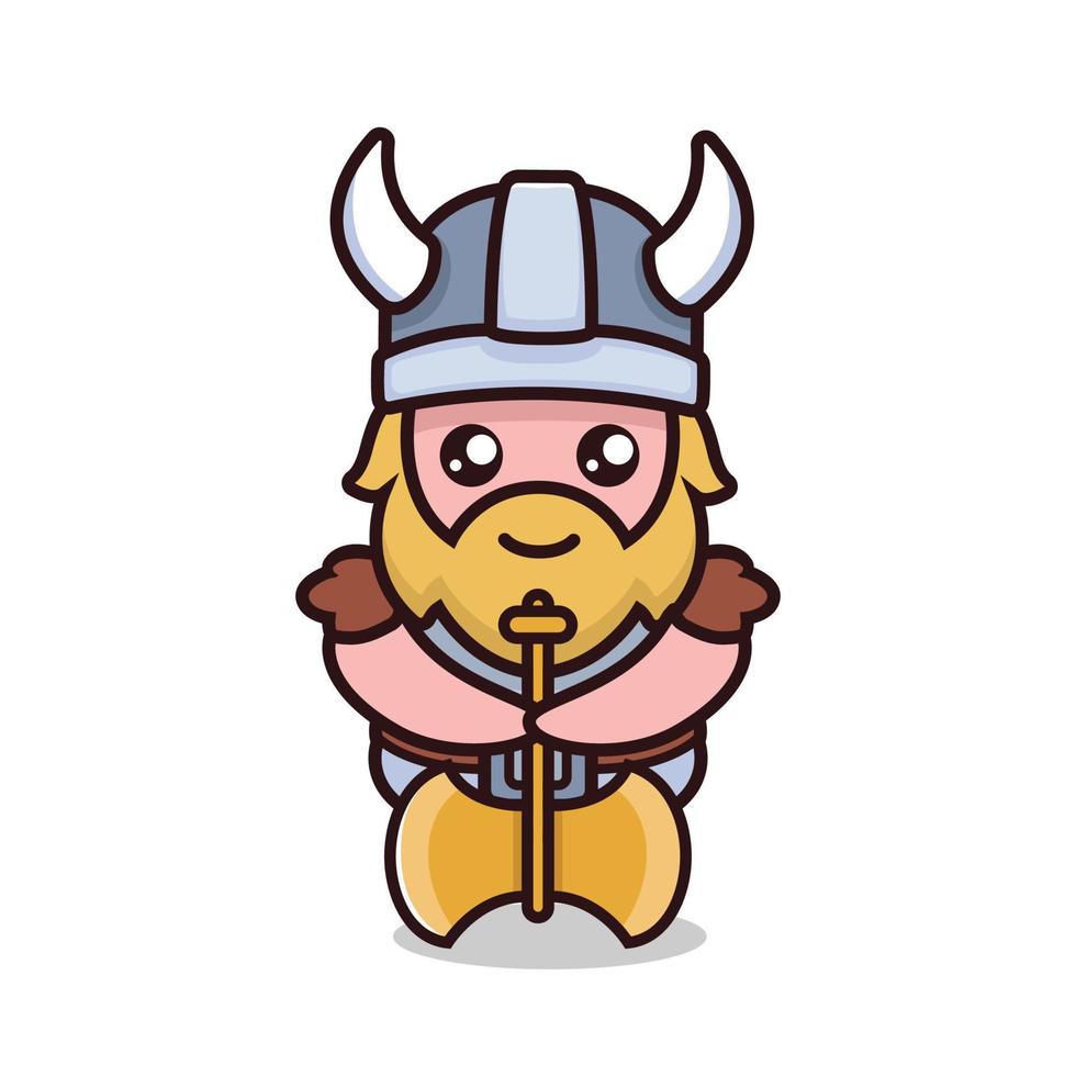 cute viking mascot vector