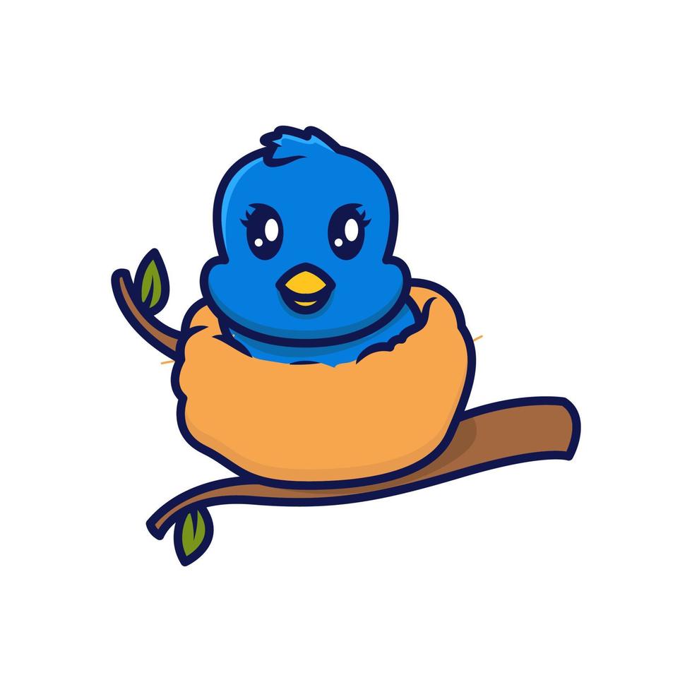 Cute blue bird mascot vector