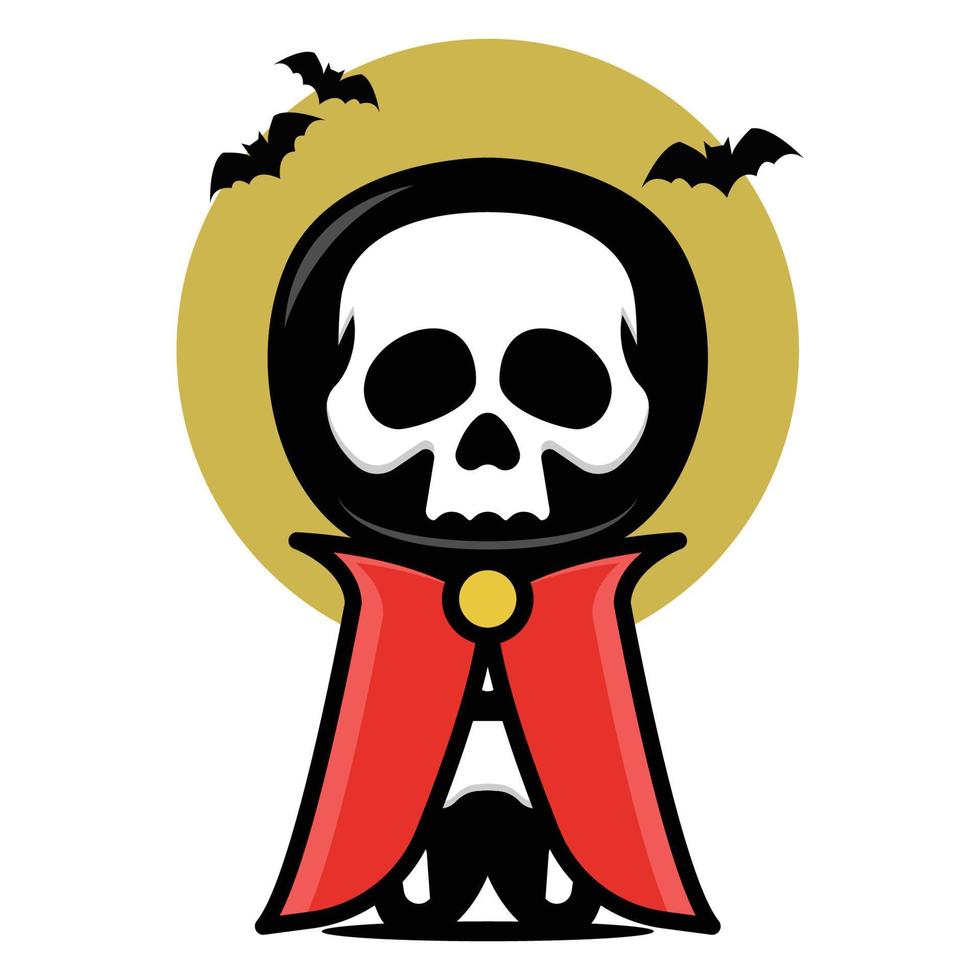 Cute little skeleton mascot design with halloween costume vector