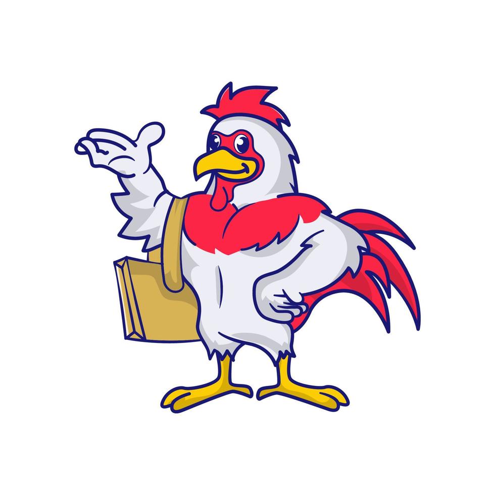 Cute chicken mascot design vector