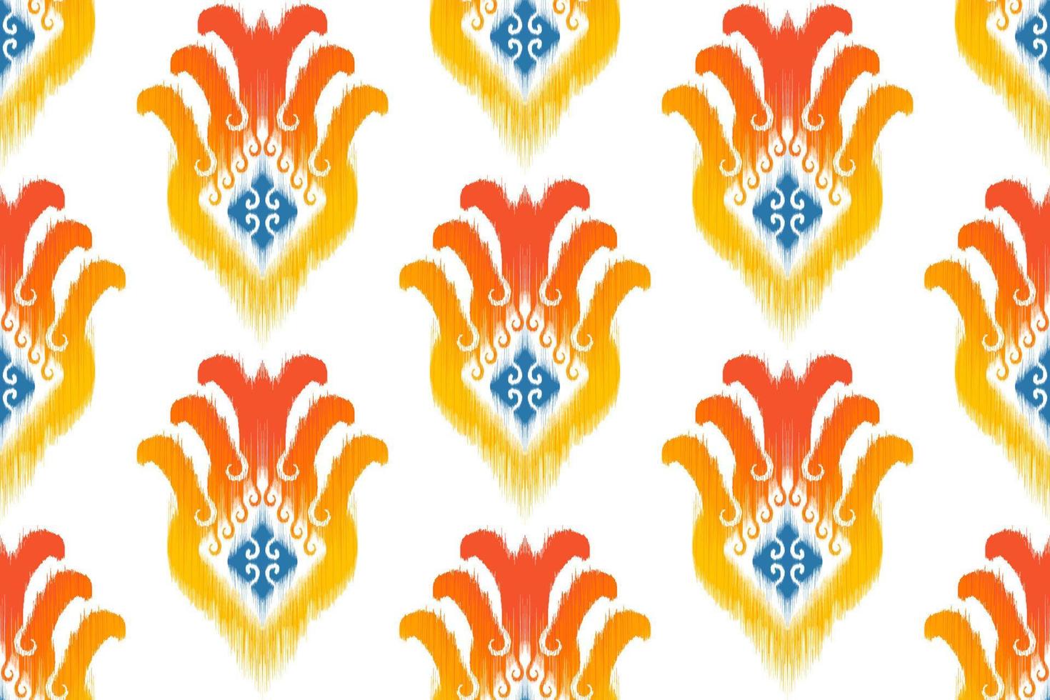 Ikat ethnic seamless pattern design. Aztec fabric carpet mandala ornaments textile decorations wallpaper. Tribal boho native ethnic turkey traditional embroidery vector background