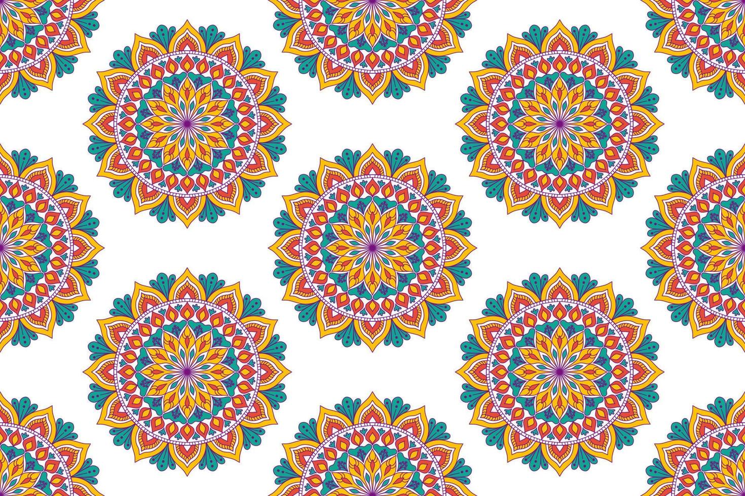 Mandala abstract geometric ethnic seamless pattern design. Aztec fabric carpet mandala Textile decorations wallpaper. Tribal boho native mandala turkey traditional embroidery vector background.