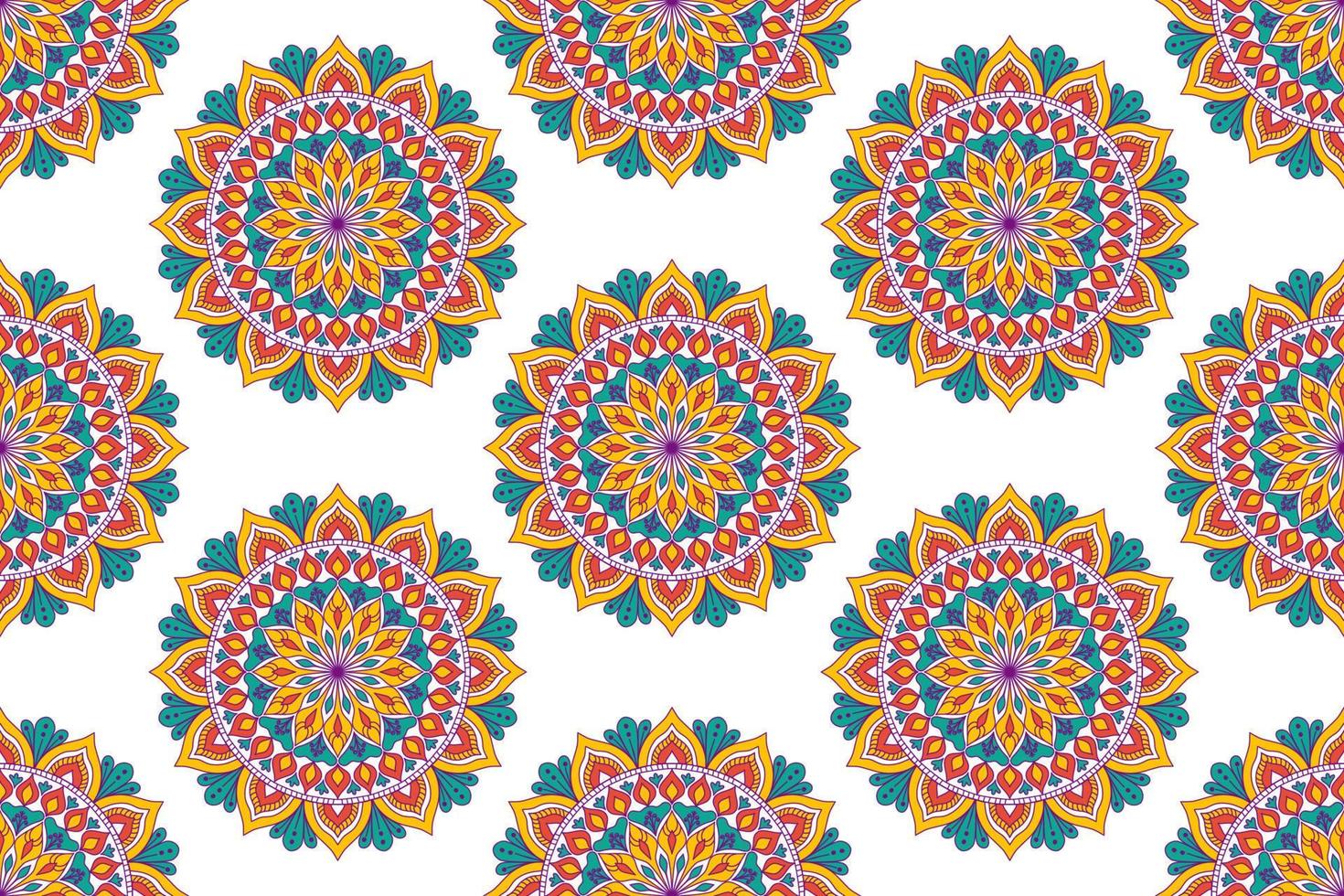 Mandala abstract geometric ethnic seamless pattern design. Aztec fabric carpet mandala Textile decorations wallpaper. Tribal boho native mandala turkey traditional embroidery vector background.