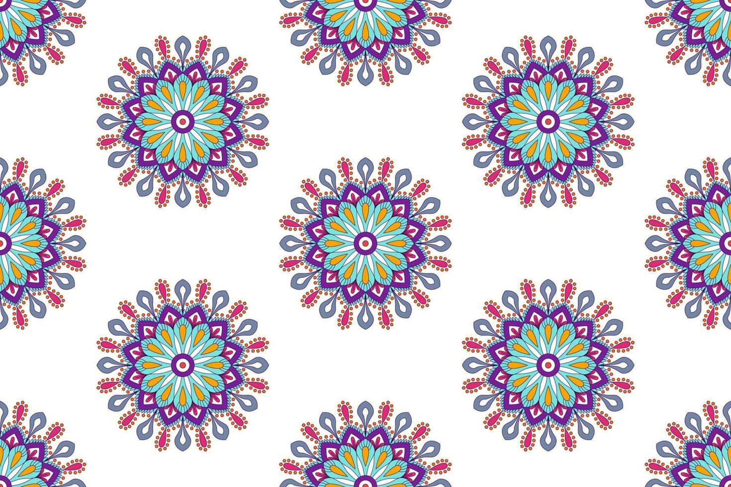 Mandala abstract geometric ethnic seamless pattern design. Aztec fabric carpet mandala Textile decorations wallpaper. Tribal boho native mandala turkey traditional embroidery vector background.