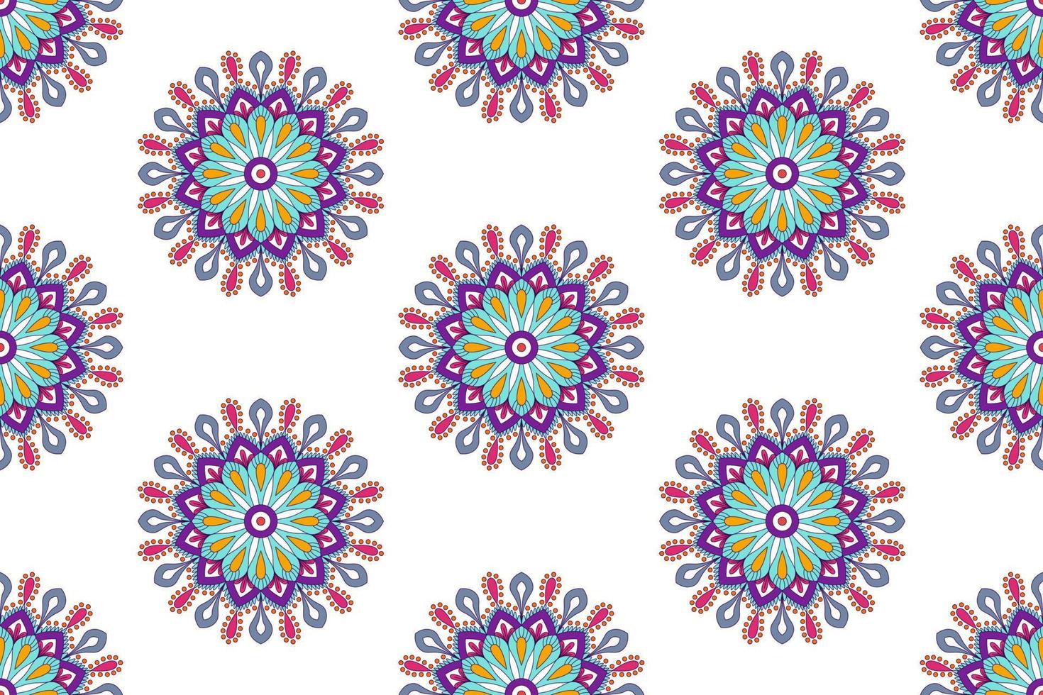 Mandala abstract geometric ethnic seamless pattern design. Aztec fabric carpet mandala Textile decorations wallpaper. Tribal boho native mandala turkey traditional embroidery vector background.