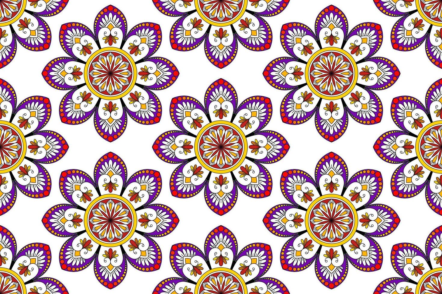 Mandala abstract geometric ethnic seamless pattern design. Aztec fabric carpet mandala Textile decorations wallpaper. Tribal boho native mandala turkey traditional embroidery vector background.