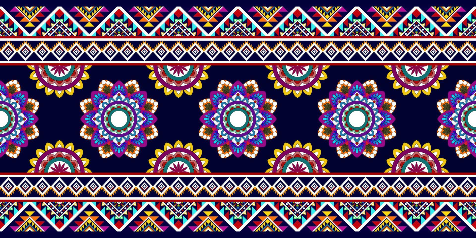 ikat abstracto geométrico mandala étnico diseño de patrones sin fisuras. alfombra de tela azteca adornos de mandala decoraciones textiles papel tapiz. tribal boho nativo mandalas turquía tradicional bordado vector