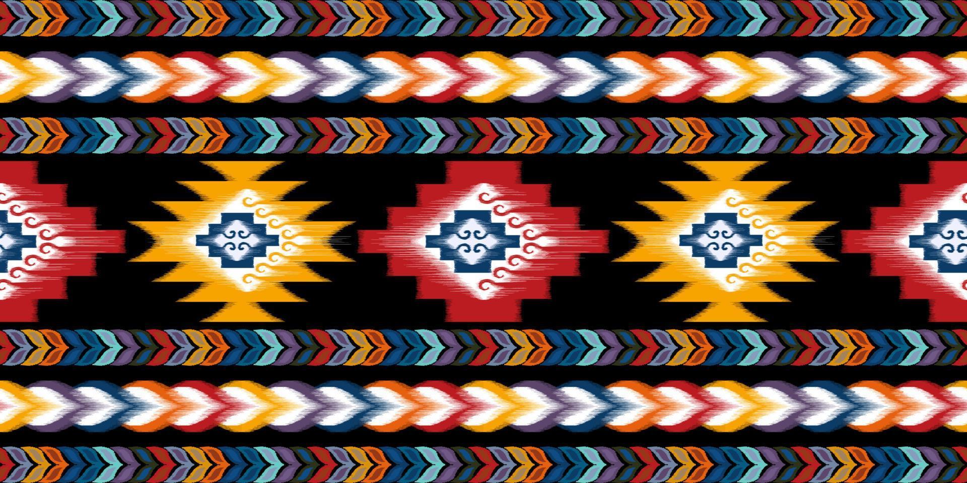 ikat abstracto geométrico mandala étnico diseño de patrones sin fisuras. alfombra de tela azteca adornos de mandala decoraciones textiles papel tapiz. tribal boho nativo mandalas turquía tradicional bordado vector