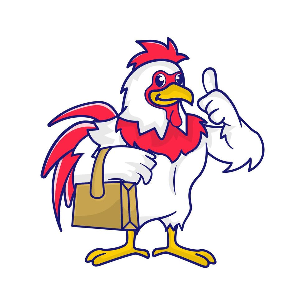 lindo diseño de mascota de pollo vector