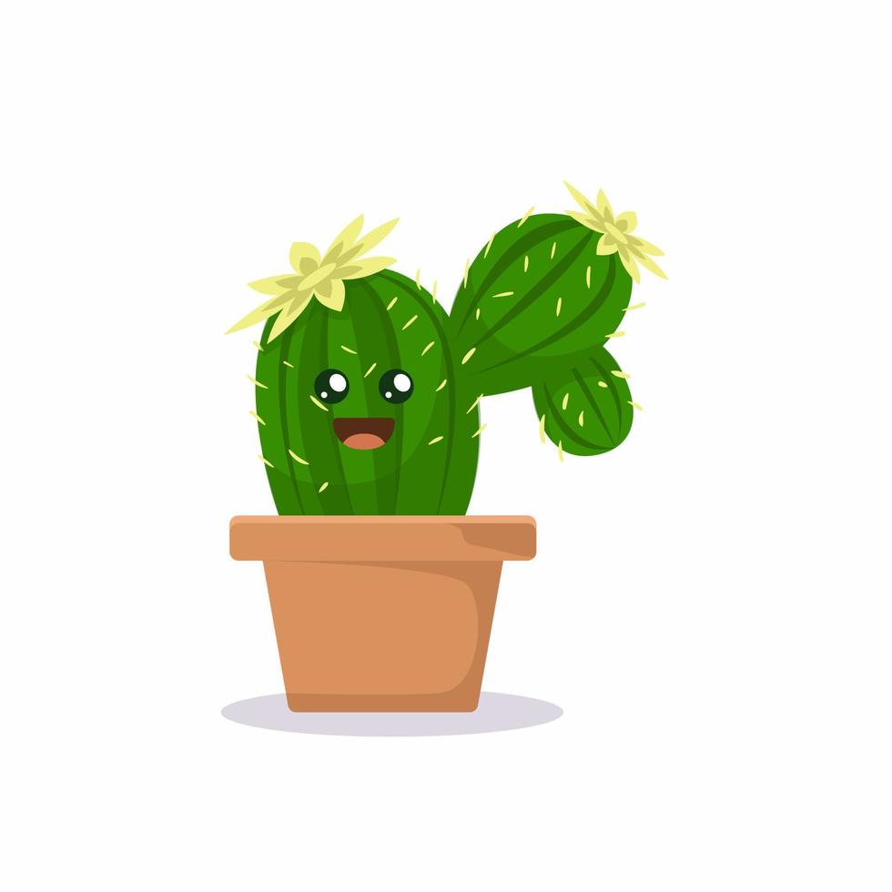 mascota de cactus plat vector