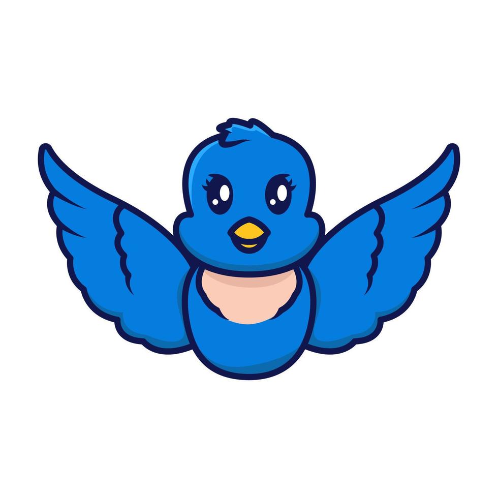 Cute blue bird mascot vector